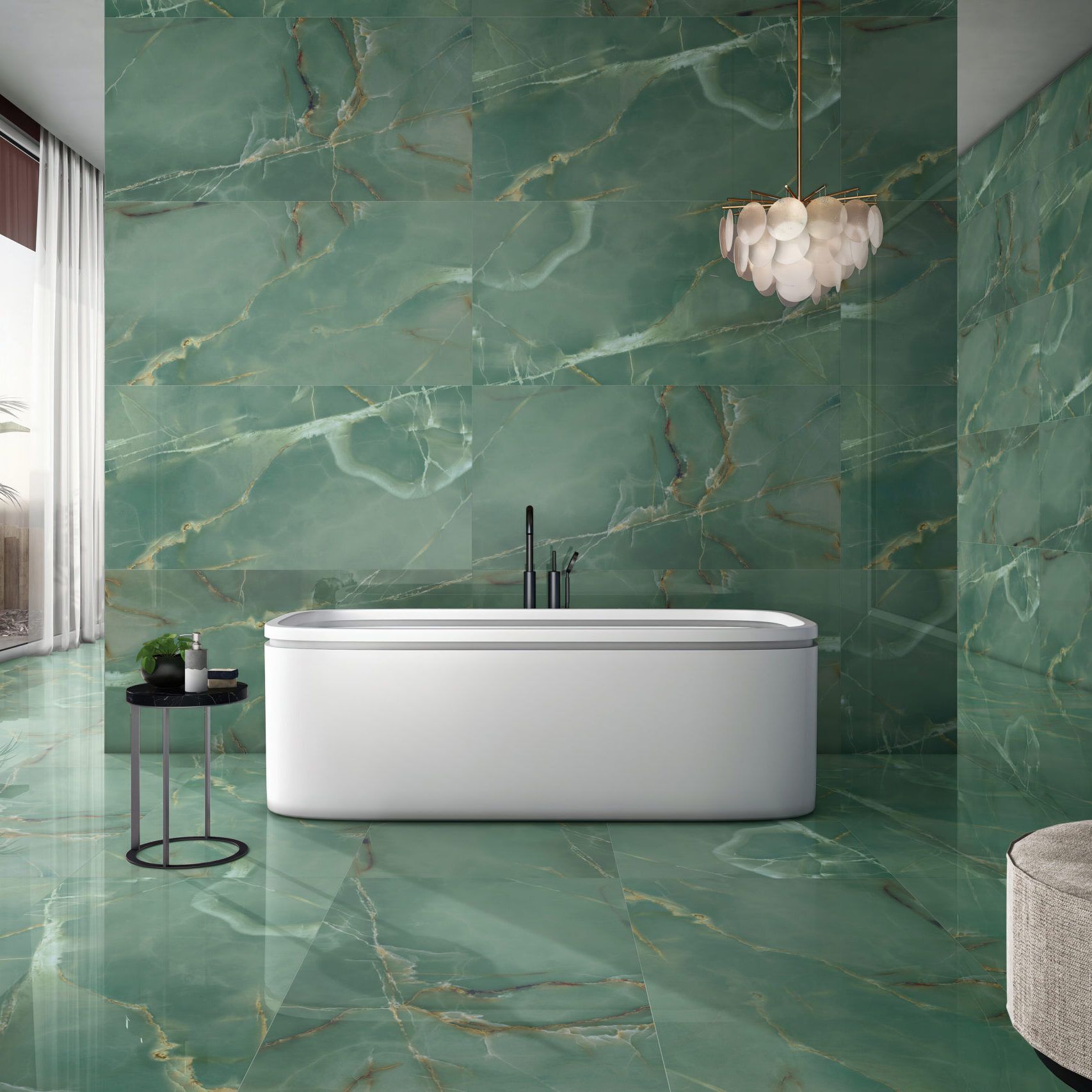 Prima Onyx Verde Polished Porcelain Tile