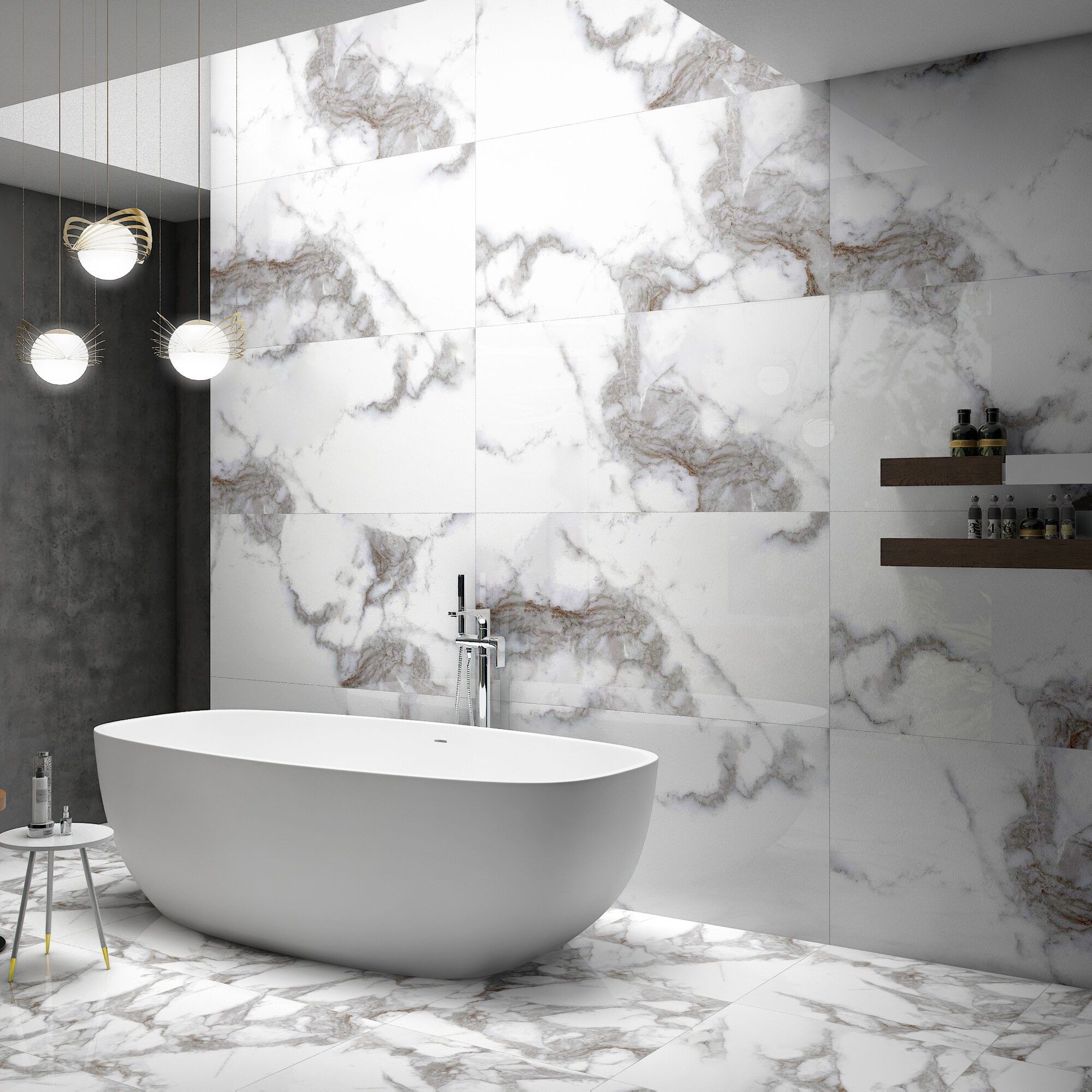 Imperia Calacatta White Polished Porcelain Tile
