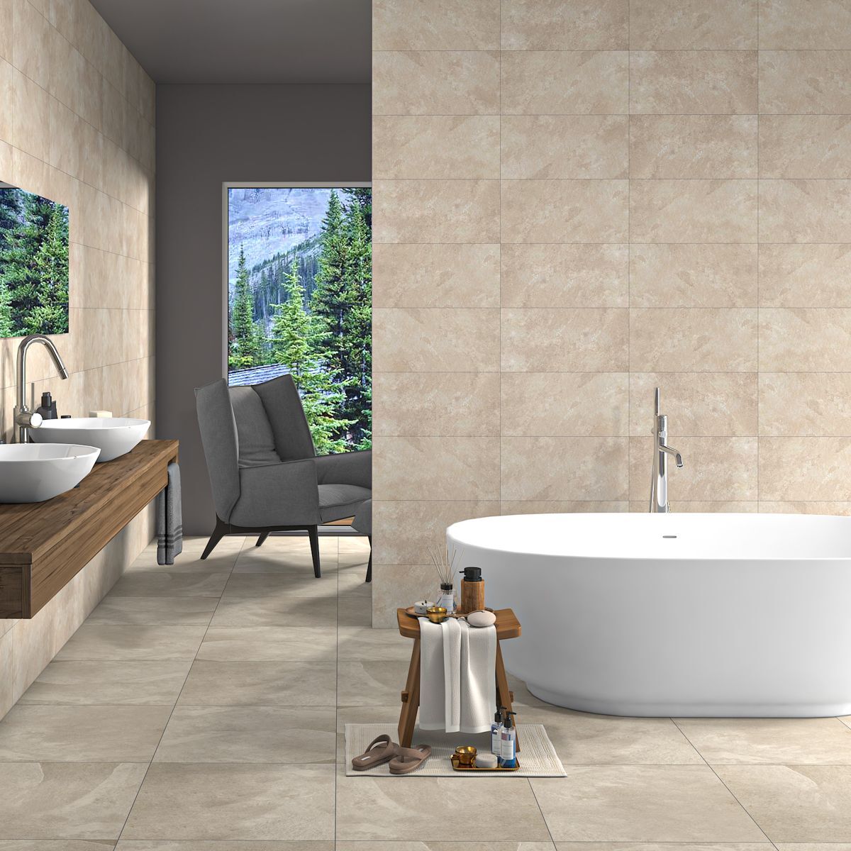 Alcade Beige Matt Porcelain Tile