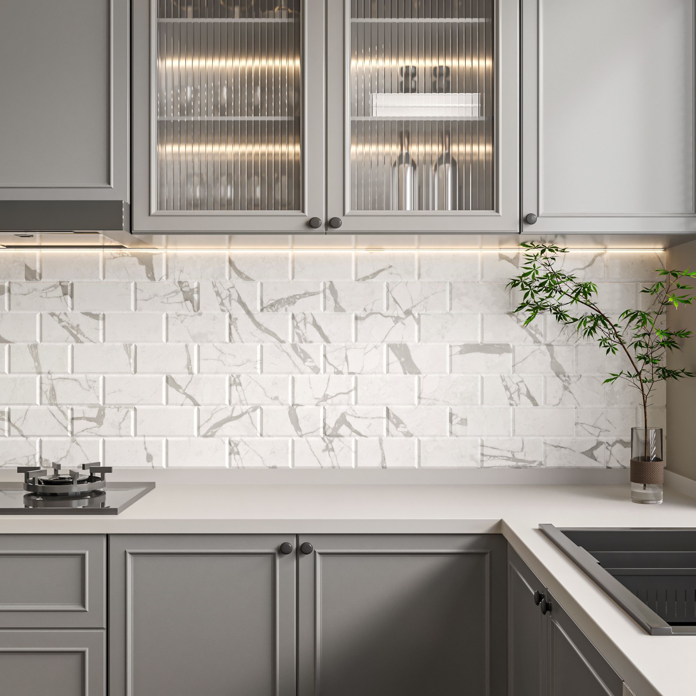 Monta Carrara Gloss Bevelled Tile