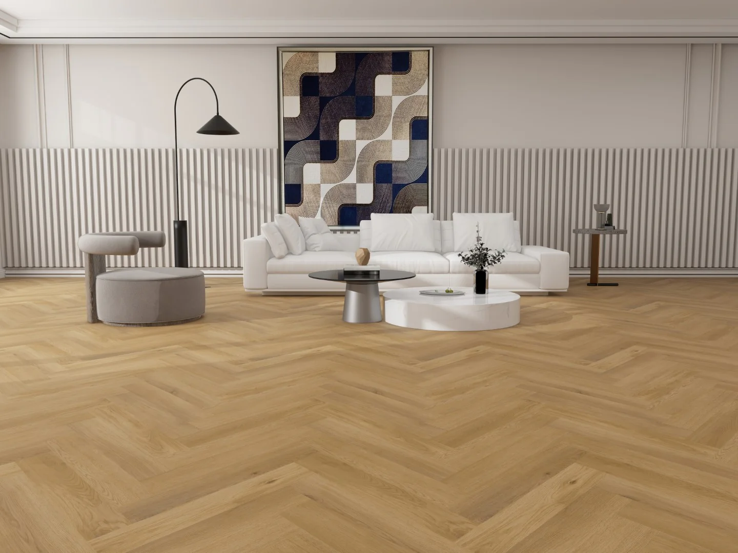 LVT Dryback Herringbone Natural Oak Tile