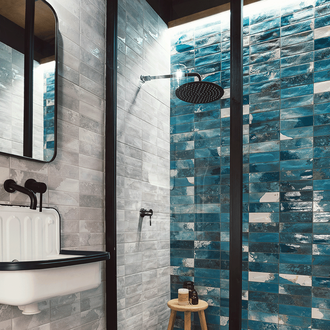 Azzurro Blue Brick Tile