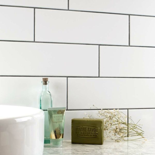 white gloss porcelain tiles